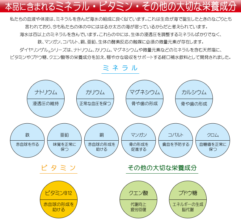 本品に含まれるミネラル・ビタミン・その他の大切な栄養成分