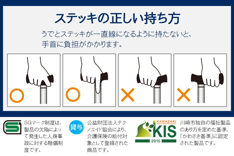 ステッキの正しい持ち方